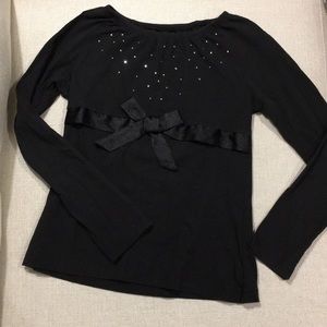 Black top - satin bow - sparkles